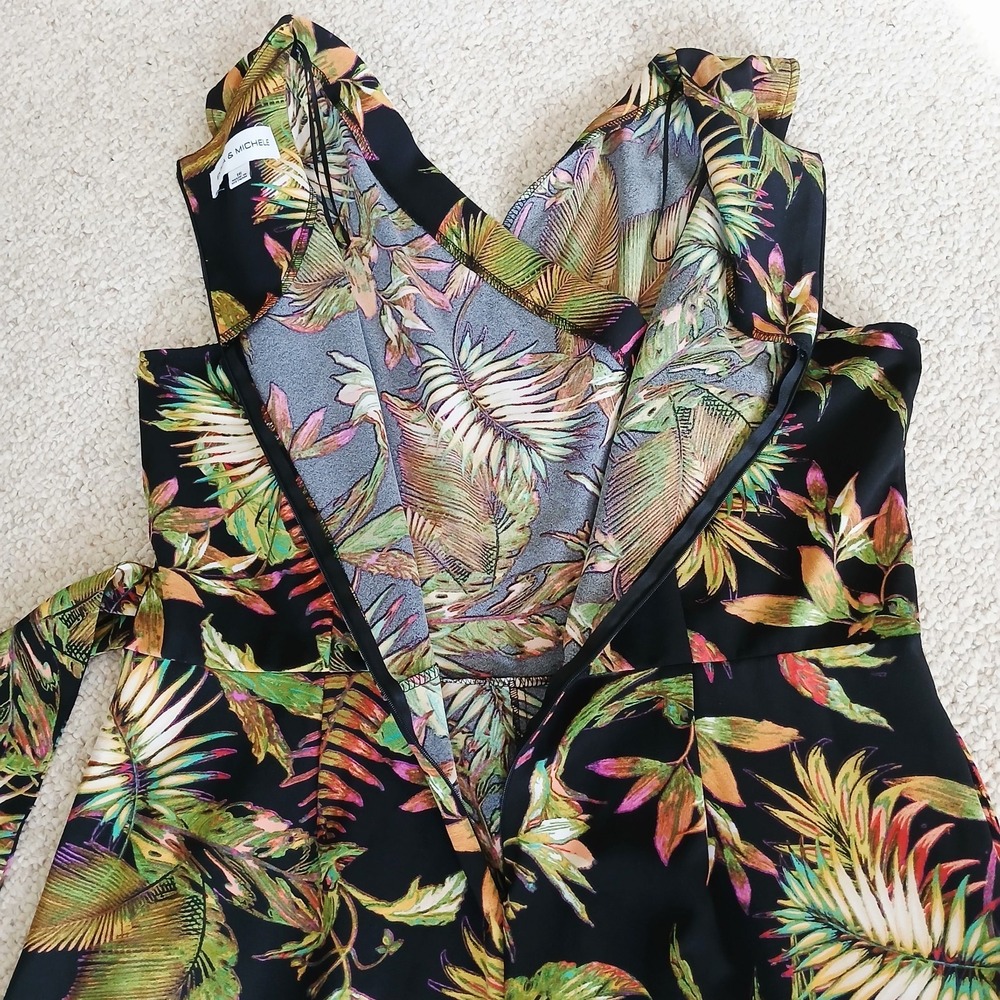 Emma & Michele Womens Size 16 Capri Jumpsuit Romper Floral Boho Resort Wear - Picture 4 of 12